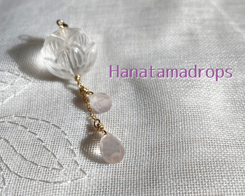 蓮の花しずく 水晶とローズクォーツのペンダントトップ ペンダント