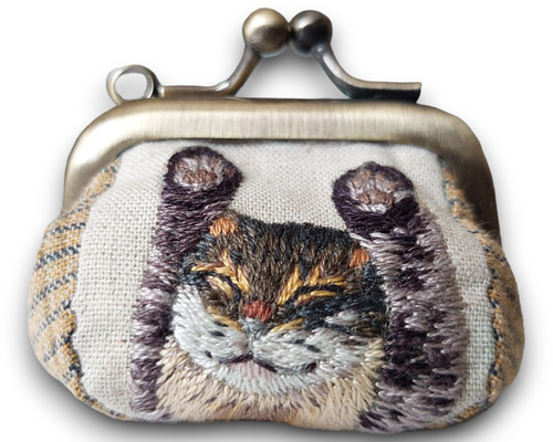 手のひらサイズがま口オーダー受付ページ 在庫商品】3.3寸がま口財布【キンモクセイ刺繍】 [M便 1/5