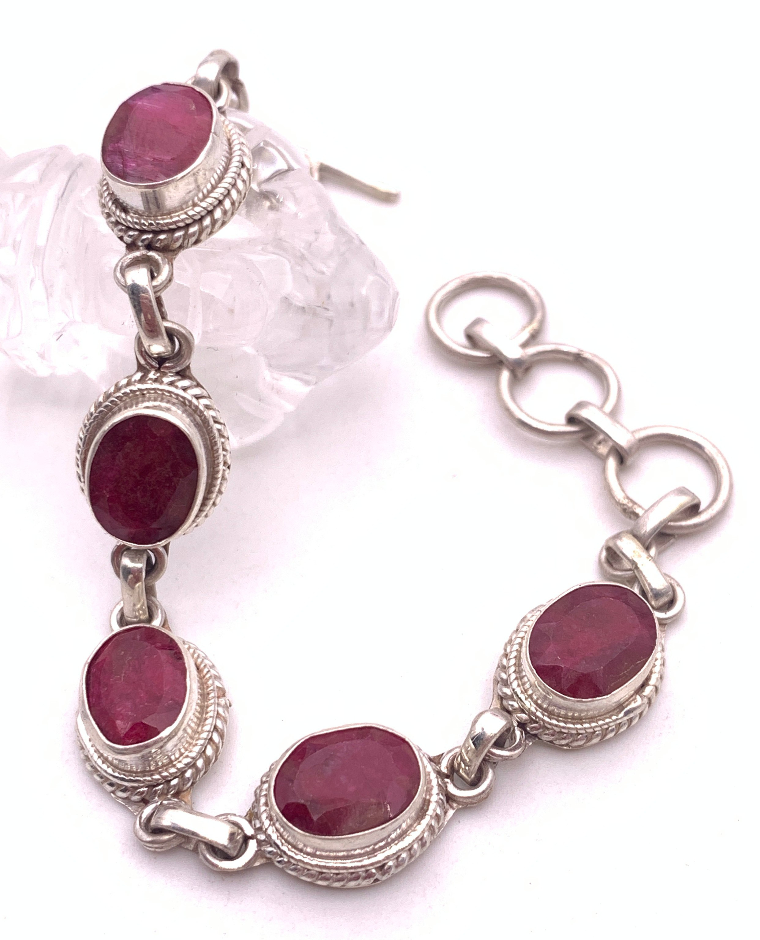 天然石ルビー silver925ブレスレット-A19