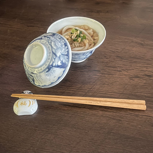 古伊万里 染付 牡丹図 蓋付き煮物碗（マルバツ入） 茶碗・めし碗