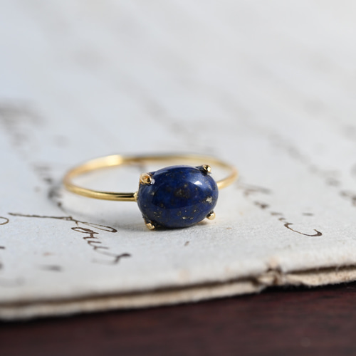 9月・12月誕生石】ラピスラズリ オーバルカボションリング〜瑠璃色の