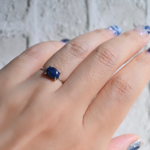 9月・12月誕生石】ラピスラズリ オーバルカボションリング〜瑠璃色の