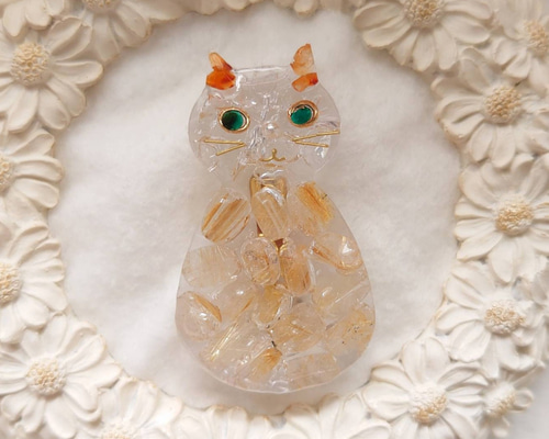 オリジナル一点物　レジンバッグチャーム　ねこイエロー　素敵な逸品 オリジナル一点物レジンバッグチャームねこイエロー素敵な逸品