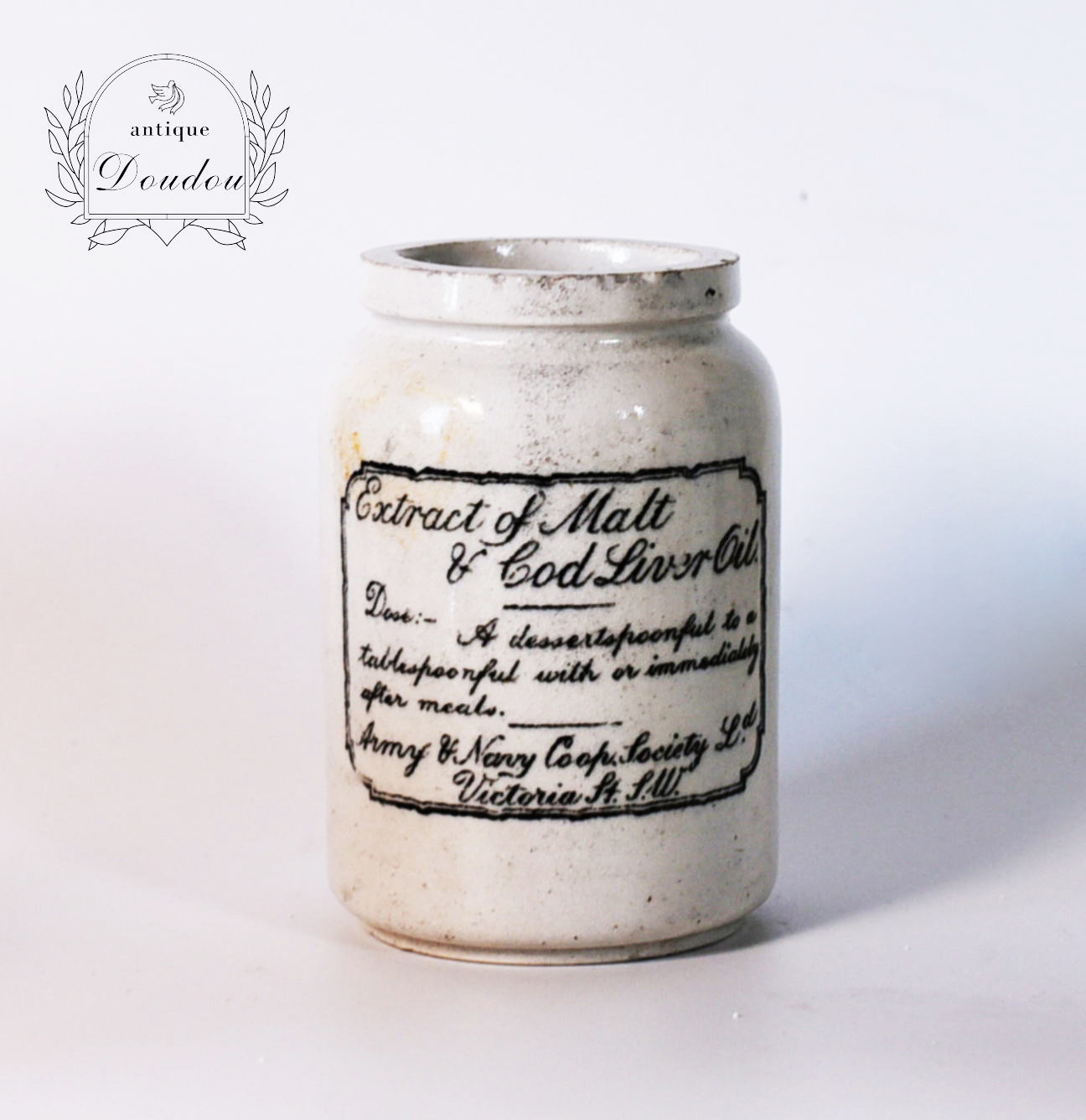 2025年 お歳暮・冬ギフト特集 and Malt of Extract Cod アンティークポット【s0214 Oil Liver アンティーク雑貨