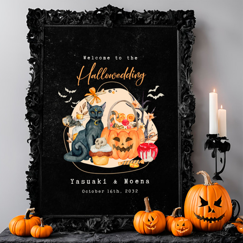 2種類から選べる 〗ハロウィン ウェディング 黒猫 × パンプキン 