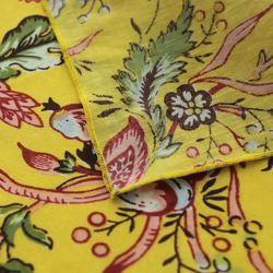 ハンドスクリーン（手捺染）プリント ハンカチ（花鳥風月/イエロー）14 4枚目の画像