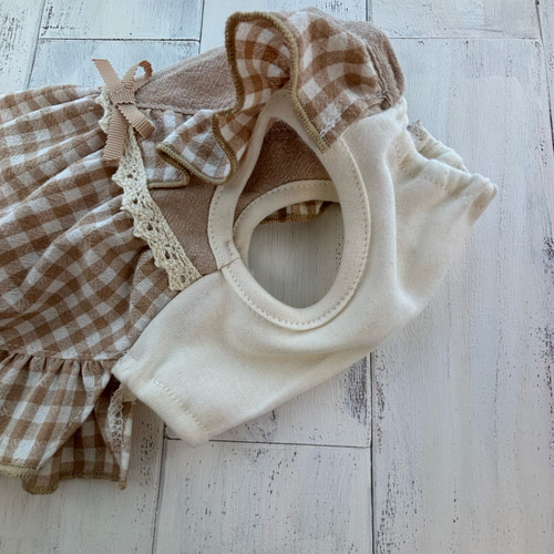 ナチュラル＆クラシカル　ペチコートワンピつけ襟付き　新色登場♡　犬服ハンドメイド ナチュラル＆クラシカルペチコートワンピつけ襟付き新色登場♡犬