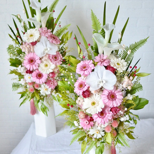 プリザーブドフラワー仏花 高さ65㎝ ゆり リリー カラー ガーベラ