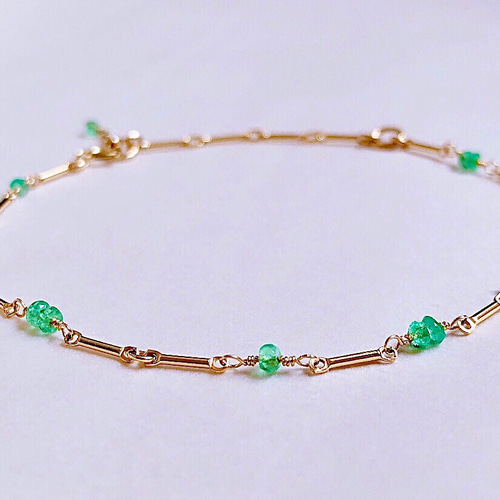 Kaya ♦︎14kgfザンビア産エメラルドブレスレット 14kgfザンビア産エメラルドブレスレット