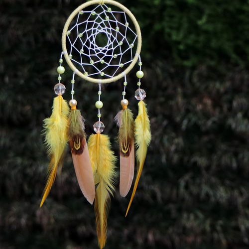 未来 ドリームキャッチャー ペンダントトップ イエローゴールド 足金