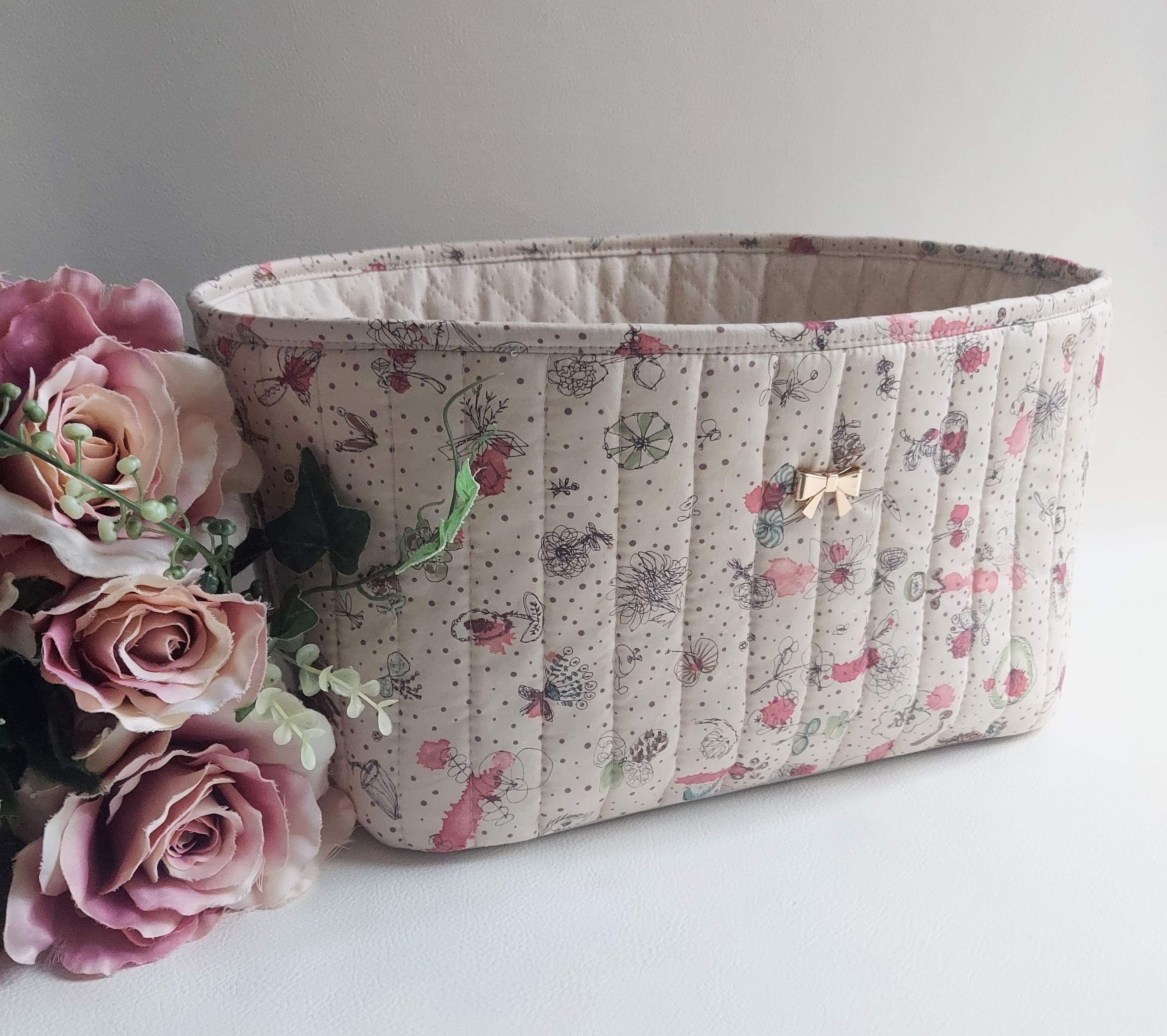 ◆大きめ◆リバティ☆キルティング仕立て☆収納バスケット《メモリーズオブレイン》