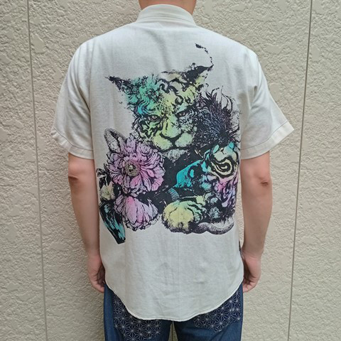 善工房×Ubatamaコラボシャツ（トラと機関銃）