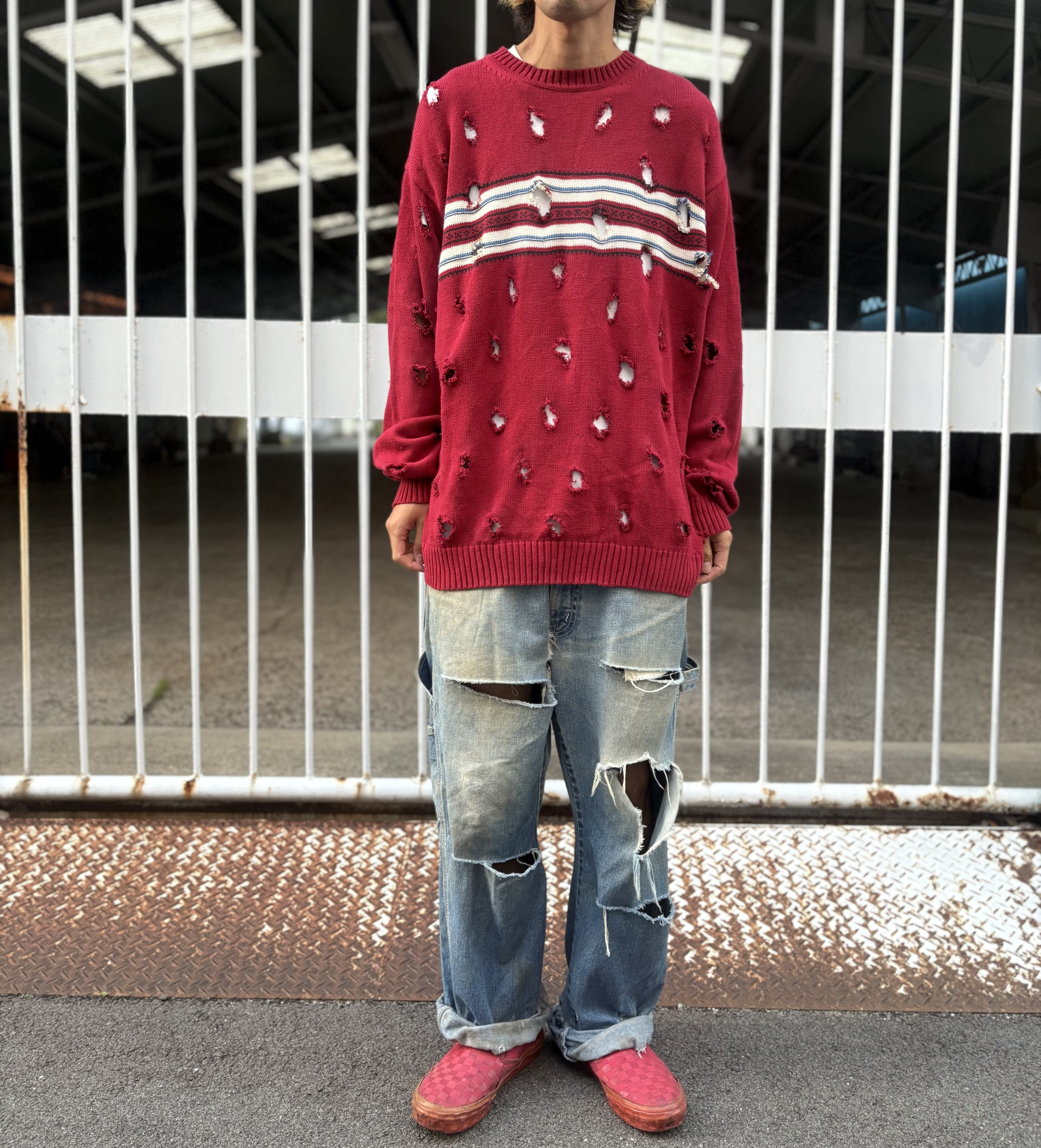 古着　ヴィンテージ　vintage ニット　デザインニット　リメイク　リメイクニット　ぼろ　ボロ　グランジ