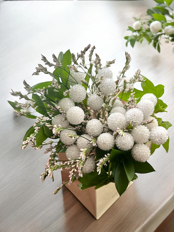 ビーズボールフラワースティック3本【Maloon No.3-1-レース糸】 8枚目の画像