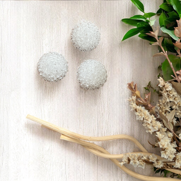 ビーズボールフラワースティック3本【Maloon No.3-1-レース糸】 7枚目の画像