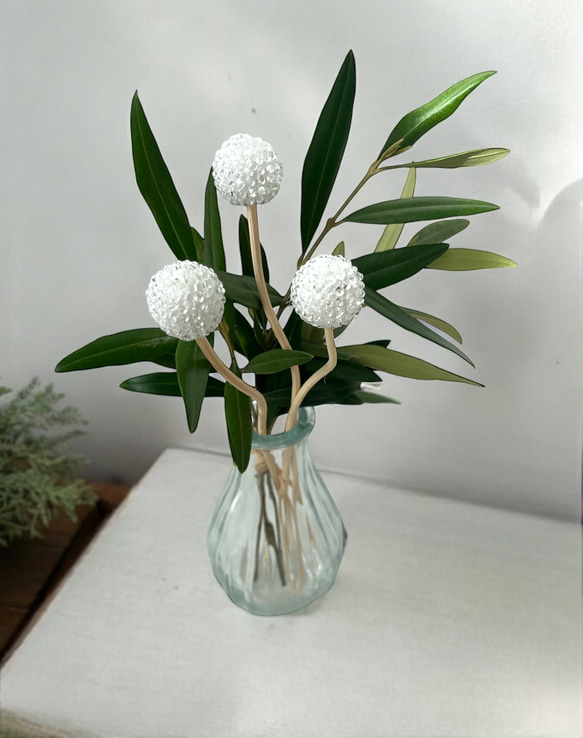 ビーズボールフラワースティック3本【Maloon No.3-1-レース糸】 6枚目の画像