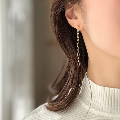 【1238】ダイヤチェーンのロングピアス／イヤリング 1238】ダイヤチェーンのロングピアス／イヤリング