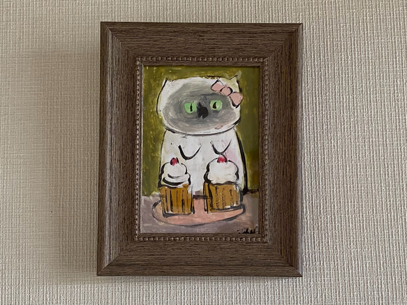 絵画。原画【美味しいビールとコーヒー、シャム猫たちの