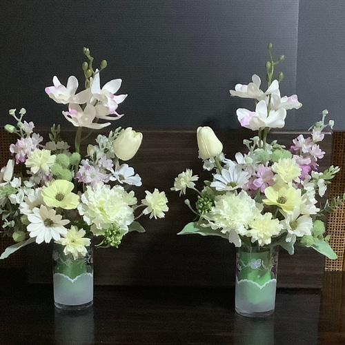 楽天市場】【仏花・造花】お供え用仏花 一対花立セット（仏花2本
