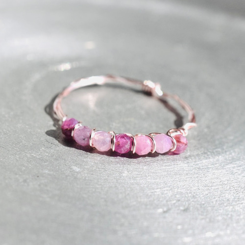 サファイア ピンク ラウンドカット2.5mm ×7 /ピンクゴールド