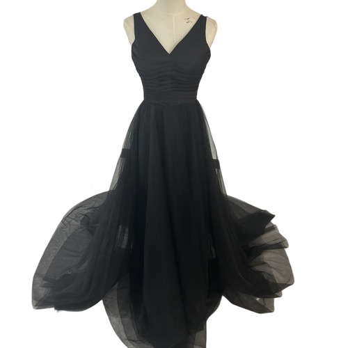 カラードレス 黒 キャミソール タンクトップ パーティー ステージ衣装  