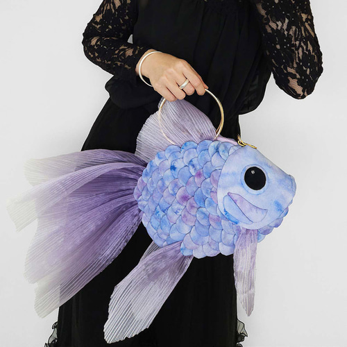 花火金魚バッグ パープル(大) トートバッグ ショルダー 斜めがけ