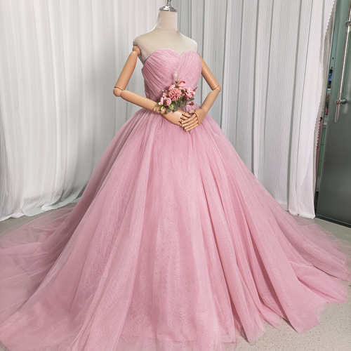 送料無料！人気上昇！ カラードレス ピンク キラキラグリッター