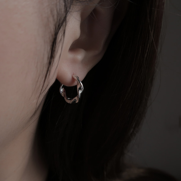 925純銀 緞帶 旋轉紋 亮霧面 易扣 耳環 耳夾 一對 免費包裝 第8張的照片