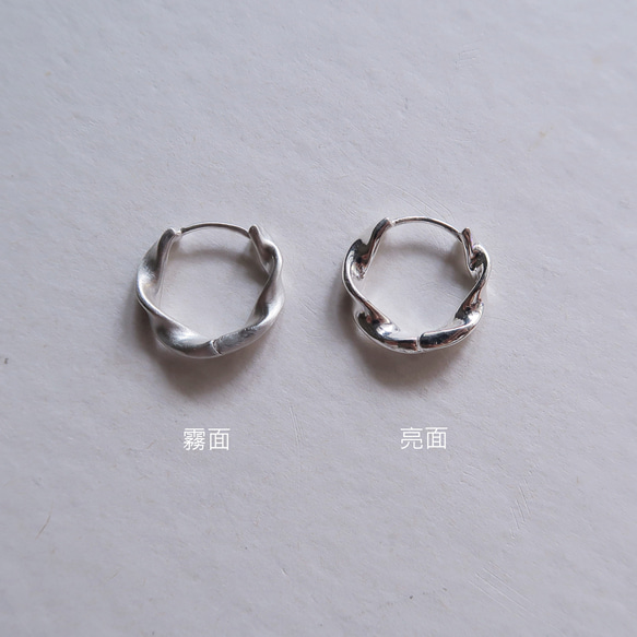 925純銀 緞帶 旋轉紋 亮霧面 易扣 耳環 耳夾 一對 免費包裝 第7張的照片