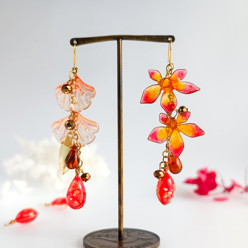 autumn leaves 紅葉 イチョウ ピアス・イヤリング【サージカル