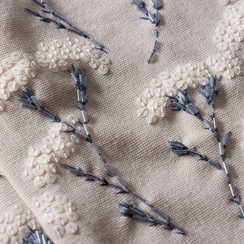 ビーズとスパンコール刺繍のベア Mサイズ クリームイエロー | tilia