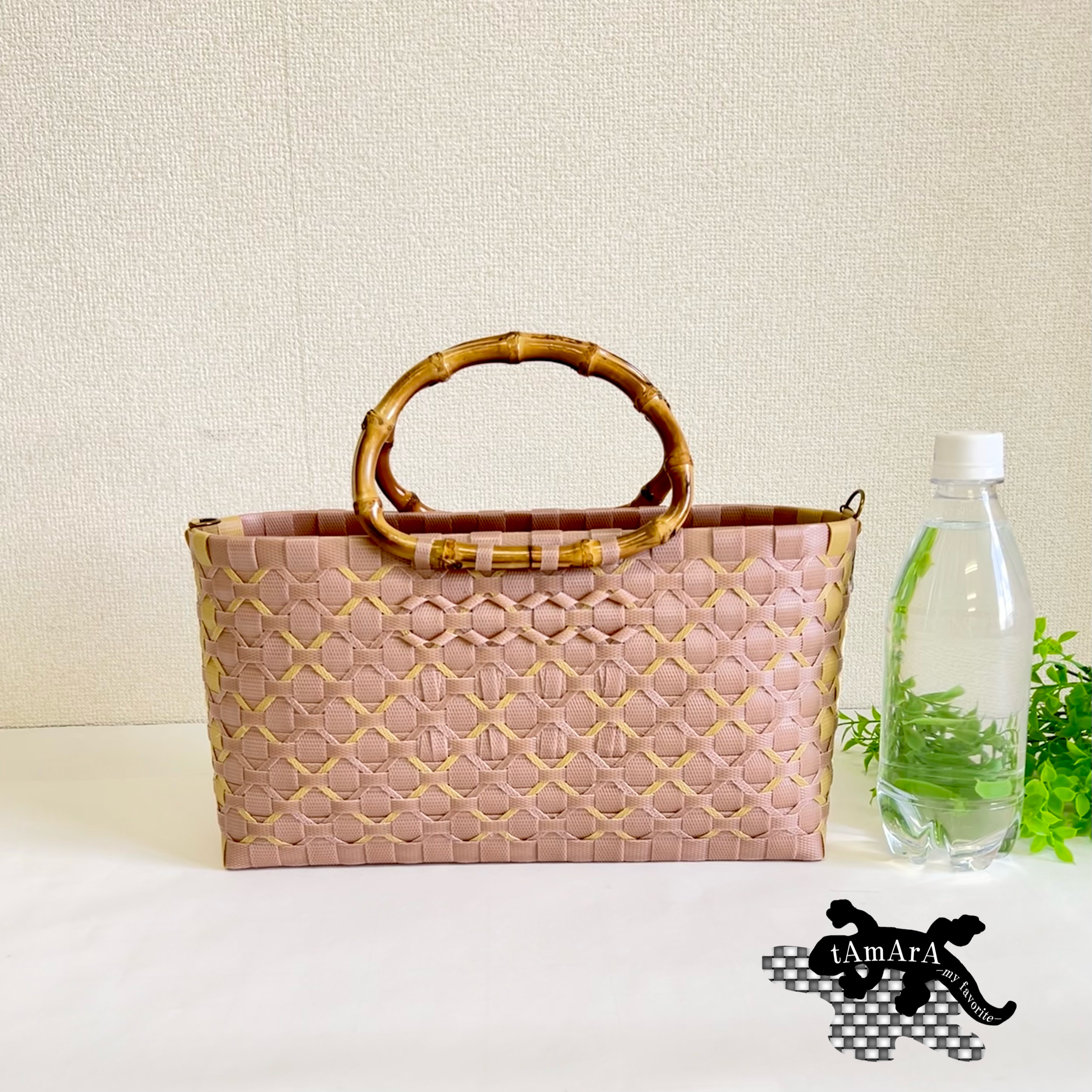 【受注製作】プラカゴ　MSSサイズ/B5　MSS-601　限定カラー　2way　バンブーハンドル　プラカゴバッグ　雨の日