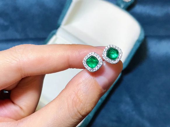 100 ％品質保証 天然ダイヤモンド付きエメラルドピアスk18 ピアス（スタッド・一 アクセサリー