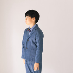 140 150 160 インディゴ ダンガリー 【スーツ】デニム 選べる 蝶