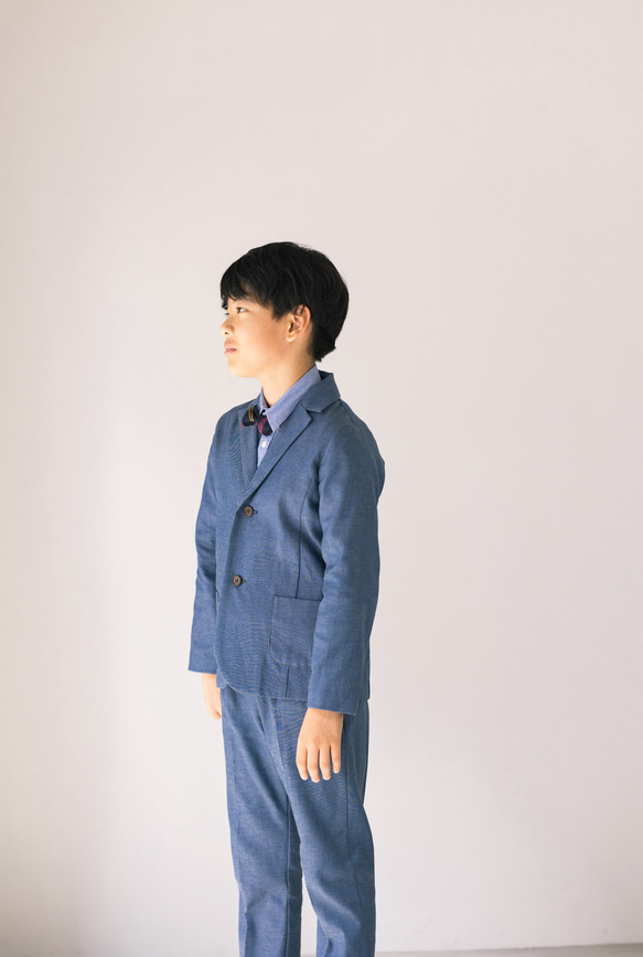 140 150 160 インディゴ ダンガリー 【スーツ】デニム 選べる 蝶