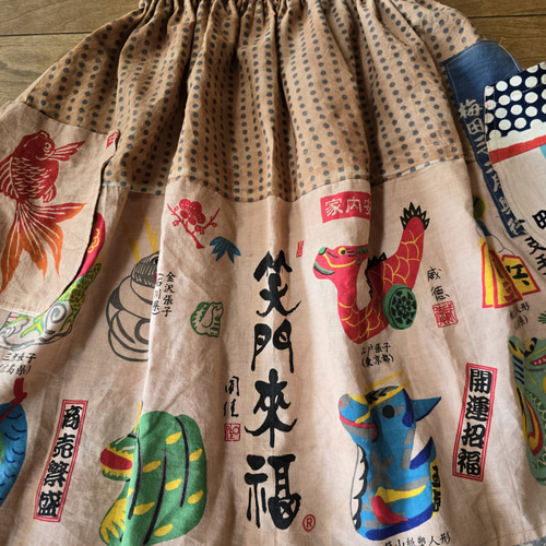 着物リメイク 手作り 柿渋染め 手ぬぐい パッチ パンツ キュロット 