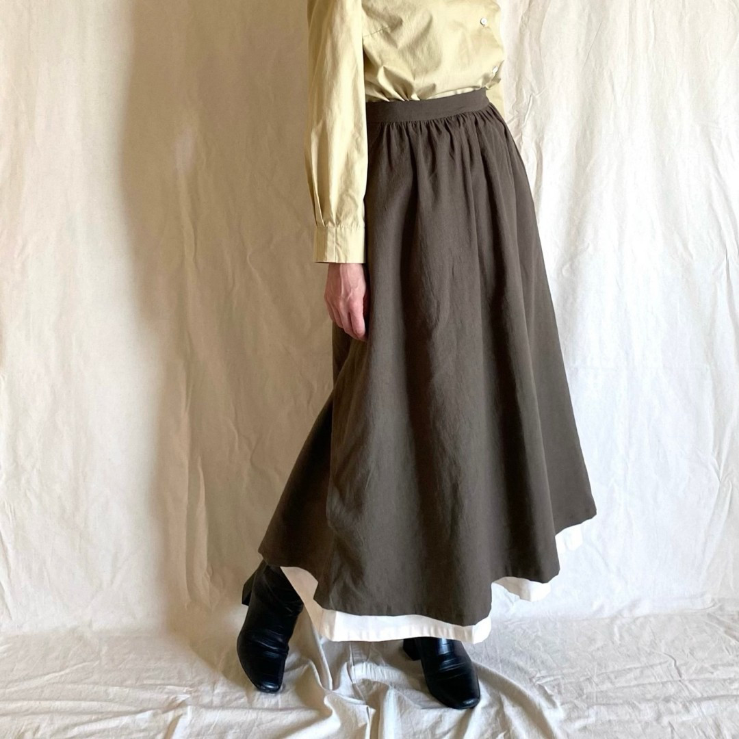 綿麻の重ねラップスカート