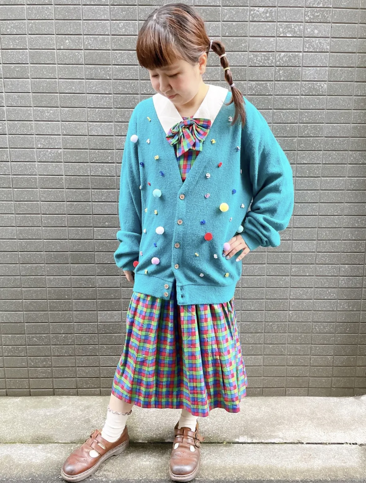 古着　ヴィンテージ　vintage カーディガン　デザインカーディガン　リメイク　リメイクカーディガン　カラフル　個性派