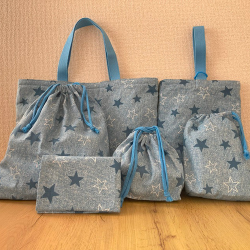 オーダーメイド】入園入学グッズ 青星柄 入園・入学グッズ専門店