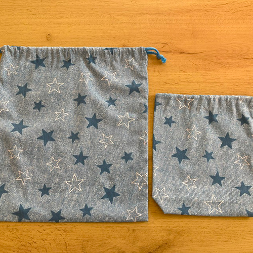 ハンドメイド 入学グッズ（6点セット）・小学校 ☆001・水色・星柄