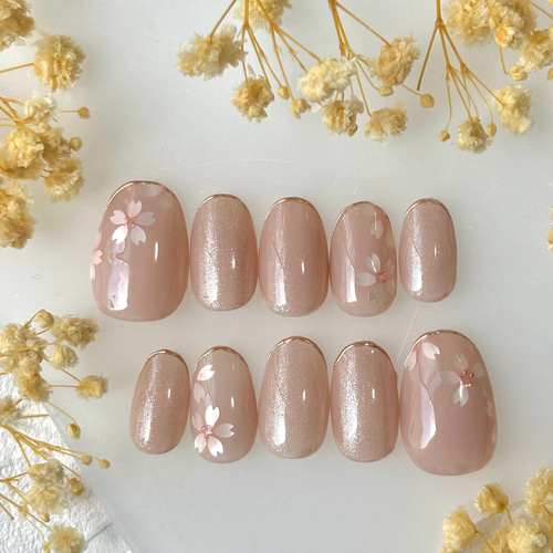 9/24販売【現品1点限り】大人かわいい！ナチュラルフラワーネイル  