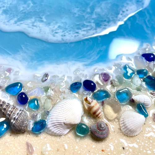 海アート「青の海岸」レジンアート オーシャンアート 30cm deep blue