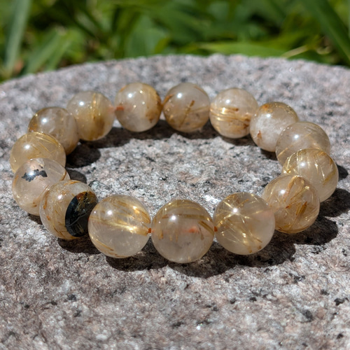 ヘマタイトインタイチンルチル 9mm 天然石 ブレスレット ルチル ヘマタイト ヘマタイトインルチルクォーツ/ブレスレット | Mana Crystal