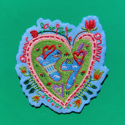 ハートの空中庭園 ワッペン 刺繍 アップリケ オリジナル ホームメイド 