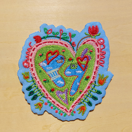ハートの空中庭園 ワッペン 刺繍 アップリケ オリジナル ホームメイド 