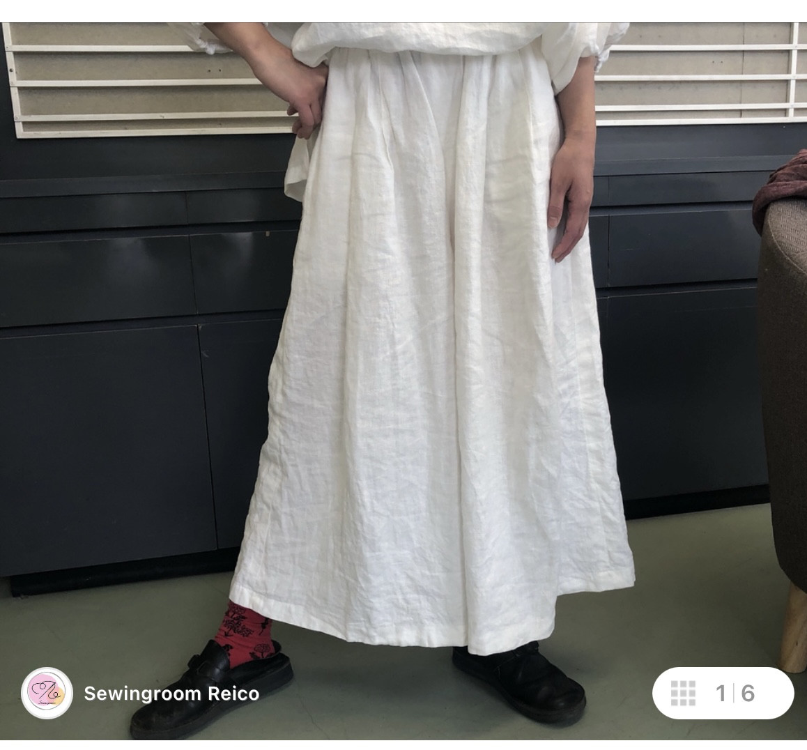 アンティークラミーリネンガウチョパンツ(オフホワイト)