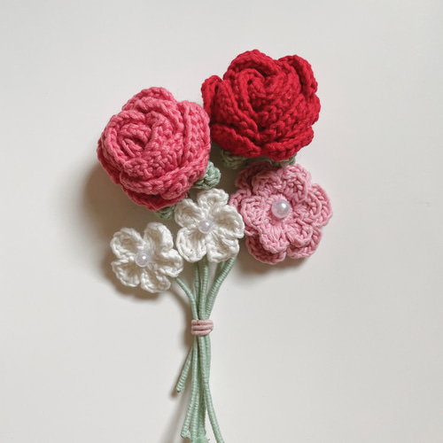 あみぐるみ 毛糸 花束 ハンドメイド かぎ編み 枯れない花 バラ