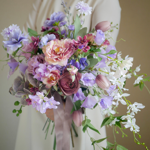 アーティフィシャルフラワーブーケ ウェディングブーケ 前撮りブーケ