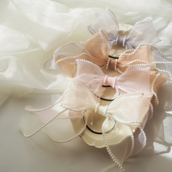 パールオーガンジーリボンヘアゴム（ 全4色 ） / キッズ ヘア