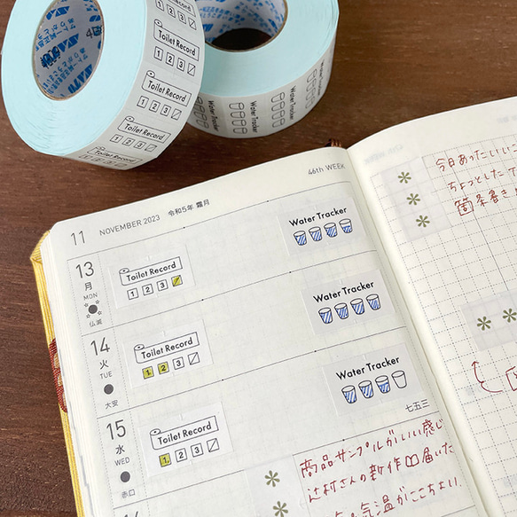 手帳のラベラーシール トイレ 黒 テープ ラベルシール ロールシール マステ マスキングテープ スケジュール帳 3枚目の画像
